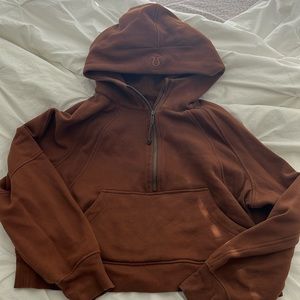 Brown Lululemon scuba half zip sweatshirt size M/L